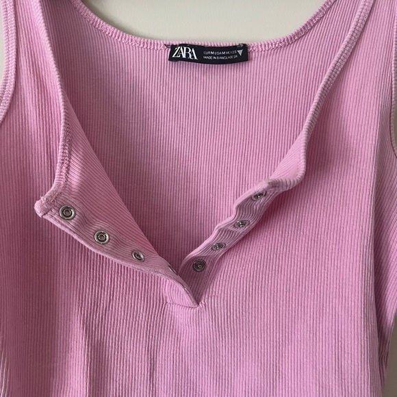 Zara Pink Ribbed Tank Top - Picture 4 of 7